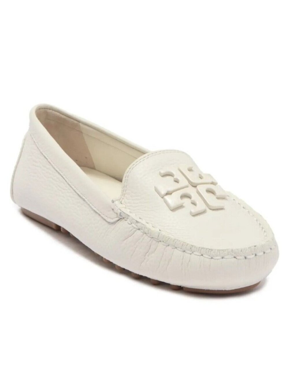 Tory Burch Lowell 2 Driver Womens Leather Loafer Shoes Flats in New Ivory Size 6